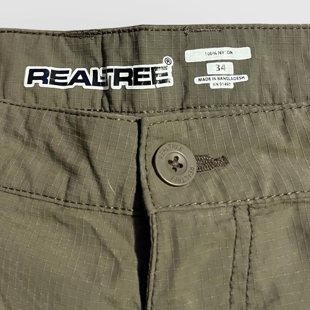 Realtree Men's Quick-Dry Cargo Shorts Green Performance Hiking & Fishing Size 34 - Picture 2 of 4